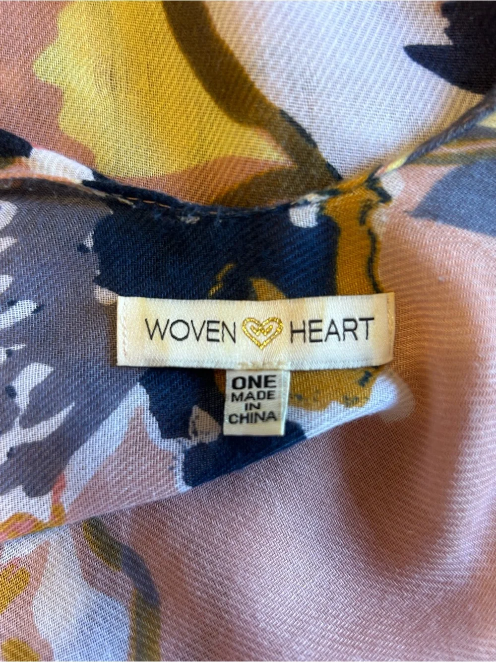 Woven Heart Floral Kimono in Dusty Pink with Navy & Cream Accents